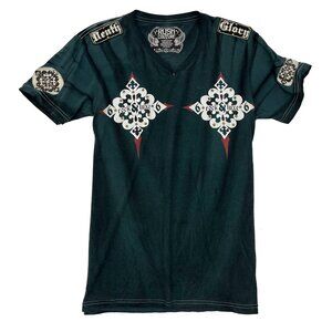 Rush Couture Mens Death Glory Goth T Shirt Green S